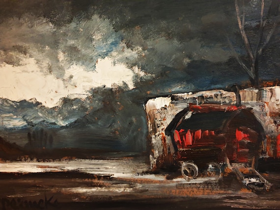 Paul Permeke: 'Caravan in winter' - Oil on canvas - Belgium - 1950-1959