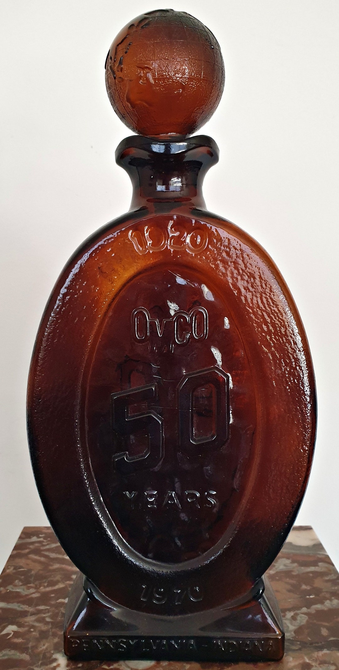Decanter Bottle 50 Years OMCO Hillsboro Glass Company Etsy