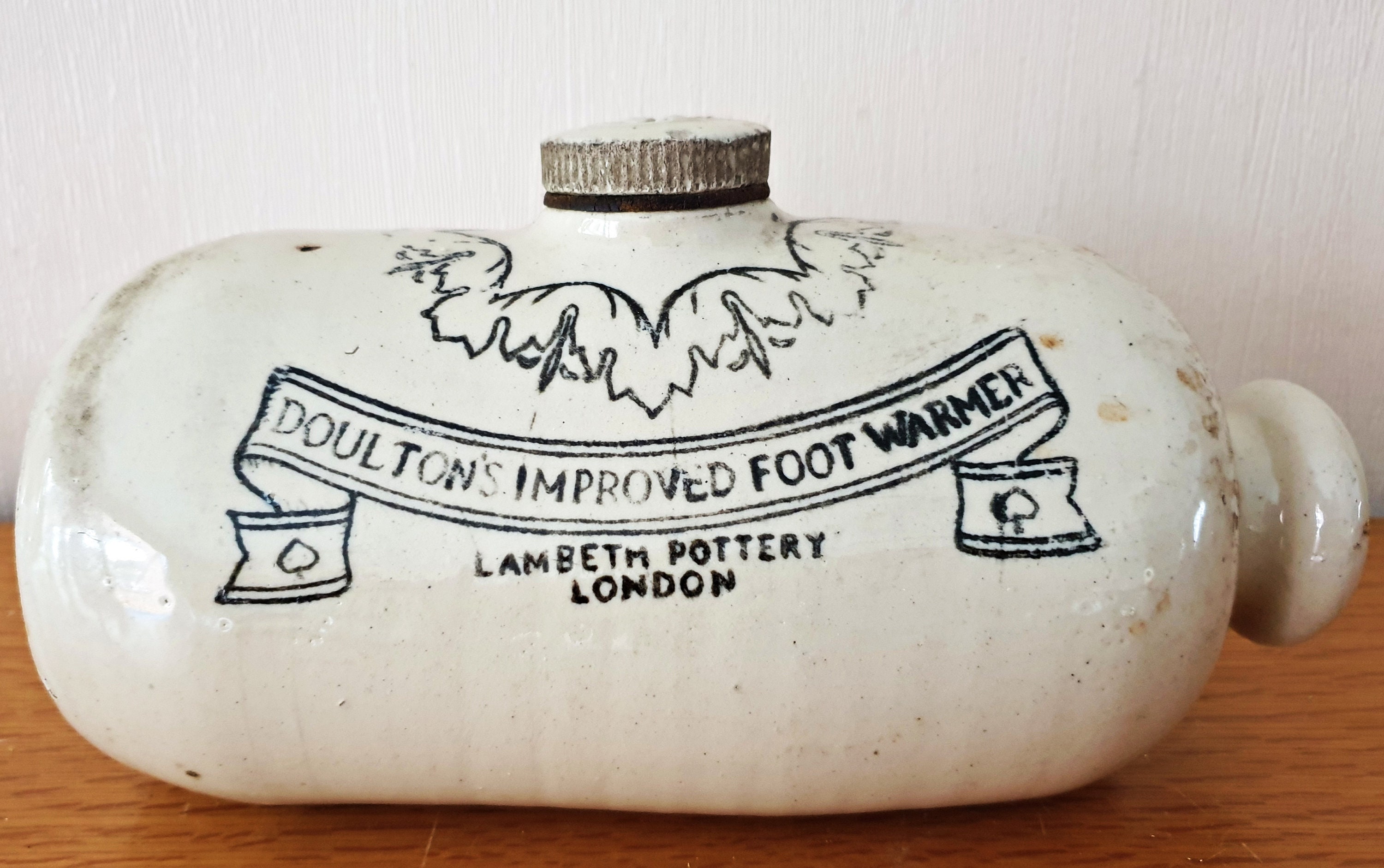 Antique Royal Doulton Foot Warmer Lambeth Pottery London Etsy