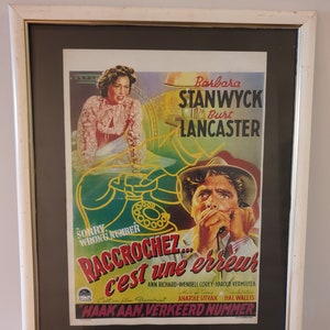 Movie poster &#39;Sorry, Wrong Number&#39; - Burt Lancaster, Barbara Stanwyck - Belgium - 1948