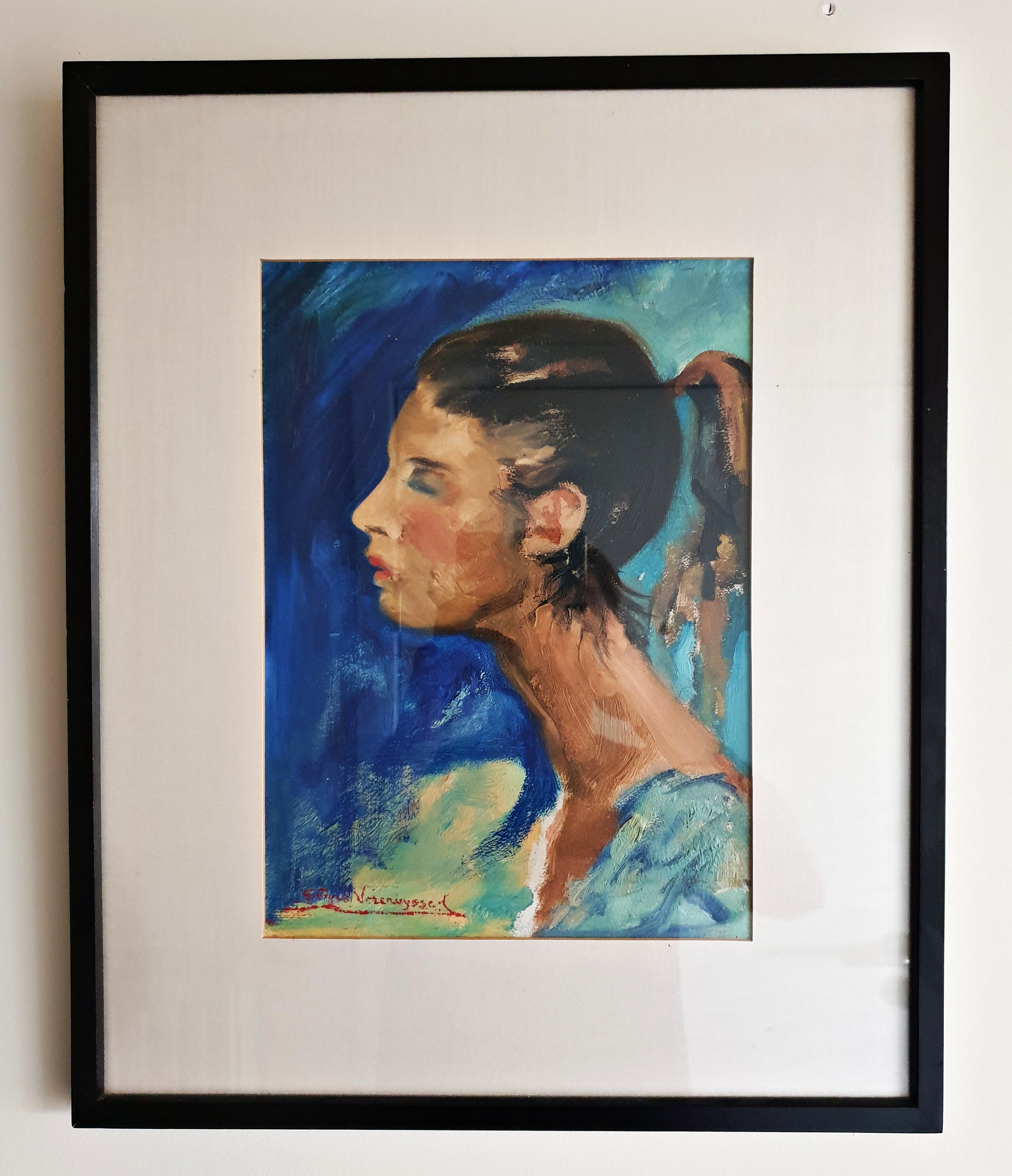 Georges Vercruysse: 'Portrait of a girl' - Pastel on paper - Boom, Belgium - 1950-1959