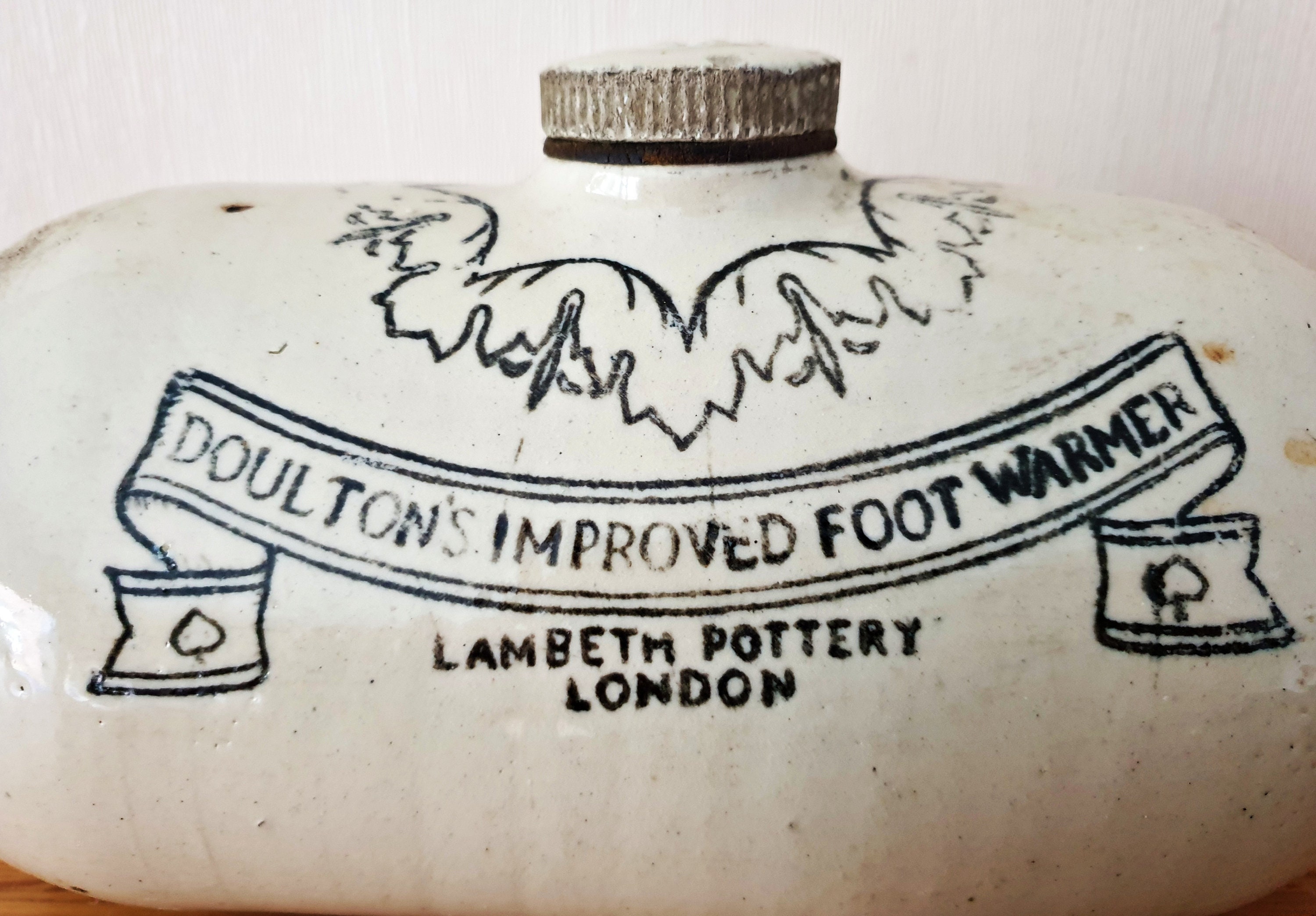 Antique Royal Doulton Foot Warmer Lambeth Pottery London Etsy