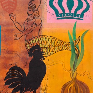 Elma Van Haren (1954-?) - Neptune/Terra - Mixed media on paper - Netherlands - 1980-1989