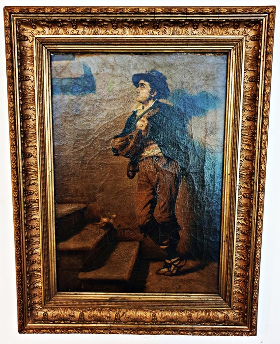 Italian School: 'The Lute Player' - Romanticism - Oil on panel - Italy - 19th century