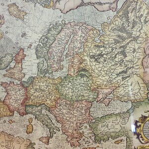 Rumold Mercator : « Carte de l'Europe » - Lithographie couleur - Pays-Bas - 1900-1929