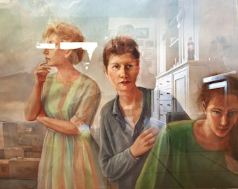 Dominique Van Den Bergh: &#39;The 3 sisters&#39; - Pastel on paper - Belgium - 1988