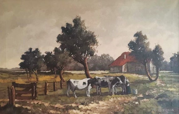 Willem Heytman (1950-?) – Peasant landscape – Oil on canvas – Netherlands - 1970-1979