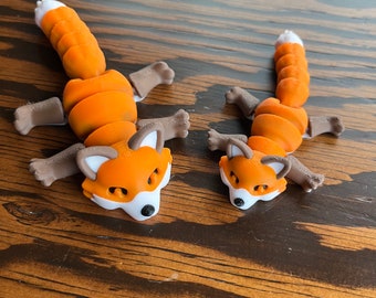 Orange/Brown Fox Fidget Toy, Colored 3d Articulated Fox, Flexible Fox Toy, Handmade Fox, Gift For kids, Easter basket stuffers, 3d Printed