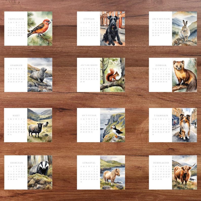2025 Gaelic Printable Scottish Animal Calendar Etsy