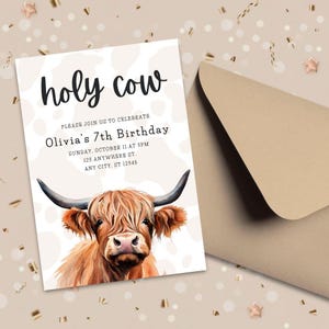 Highland Coo Birthday Invitation Template