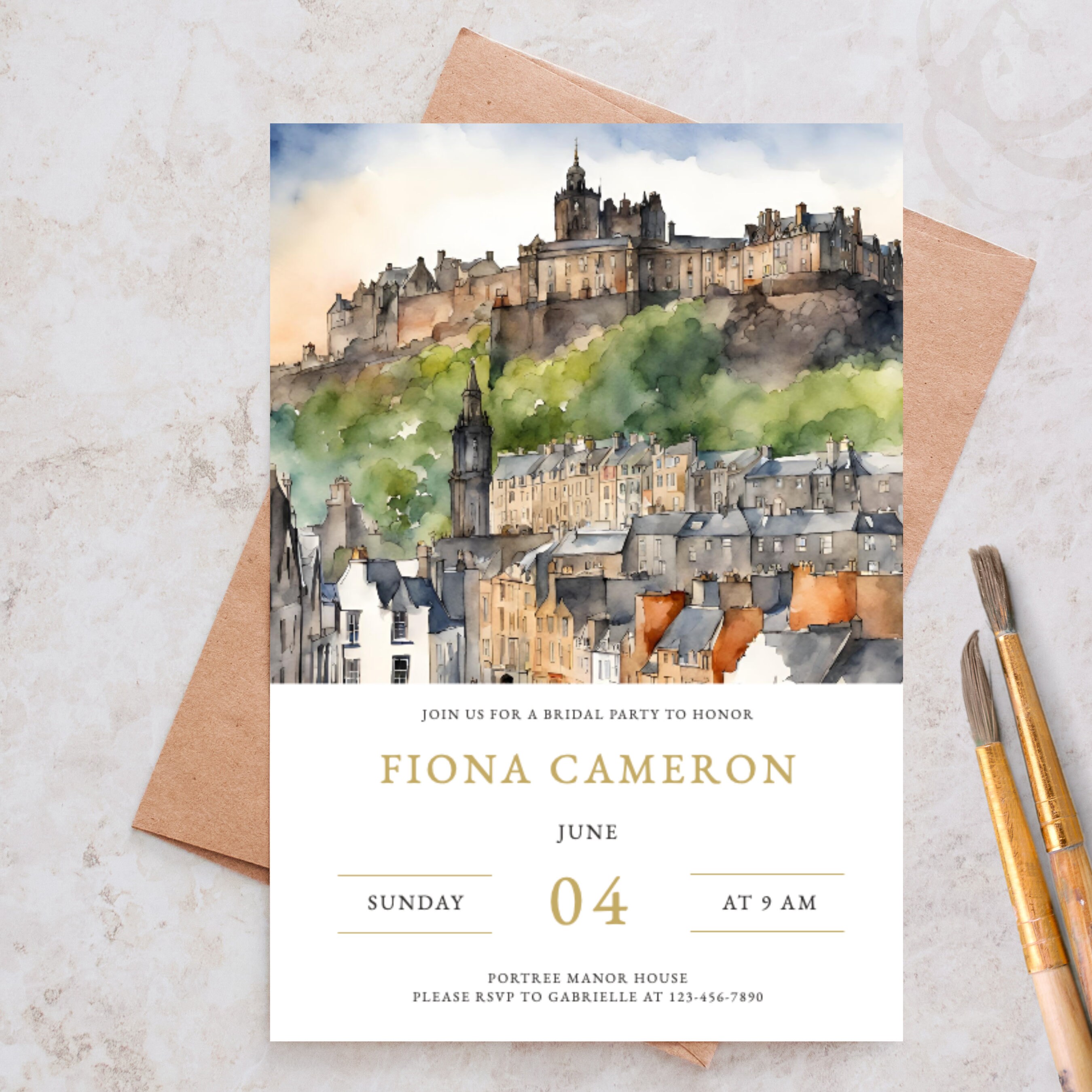 Edinburgh Watercolor Invitation Template Bundle (set of 3) - Etsy