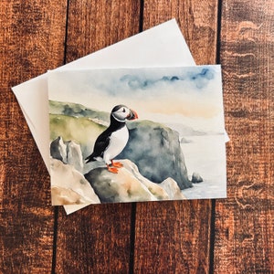 Papegaaiduiker aquarel Schotland Notitiekaart