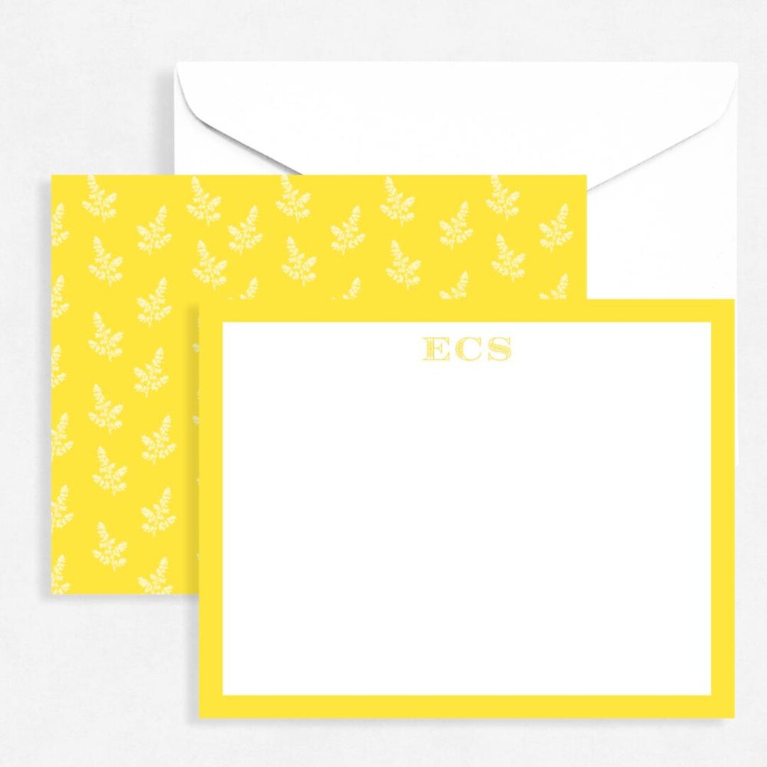 Gorse Yellow Monogram Notecard Template - Etsy
