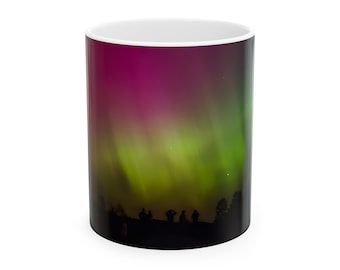 Northern Lights Ceramic Coffee Mug, Aurora Borealis, Bellvue Colorado, Northern Lights Accessories, Rocky Mountains Coffee Lover Mug Gift