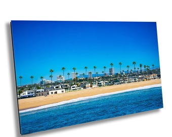 Newport Beach Skyline Wall Art - Southern California Coastline Orange County Poster Print - Balboa Pier View Coastline Photo Canvas Decor