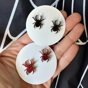 Black Spider Stud EcoResin Earrings – Spider Stud Earrings -- Nickel Free Translucent –- Insect Stud Earrings -- Spooky Spider Earrings --
