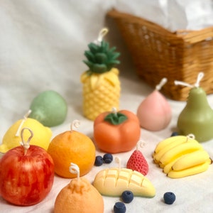 Fruit candle|fruit basket candle|apple banana orange peach pineapple orange mango candle