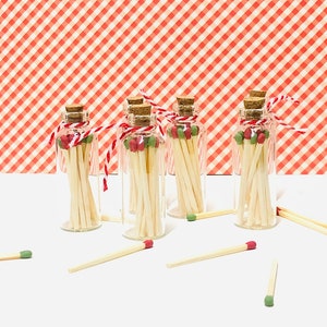 Colored matches in glass jar| apothecary matches bottle| safety matches | match sticks jar| struck sticker