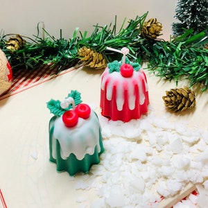 Christmas pudding dessert candle- Christmas gift- cute candle- Christmas cake candle