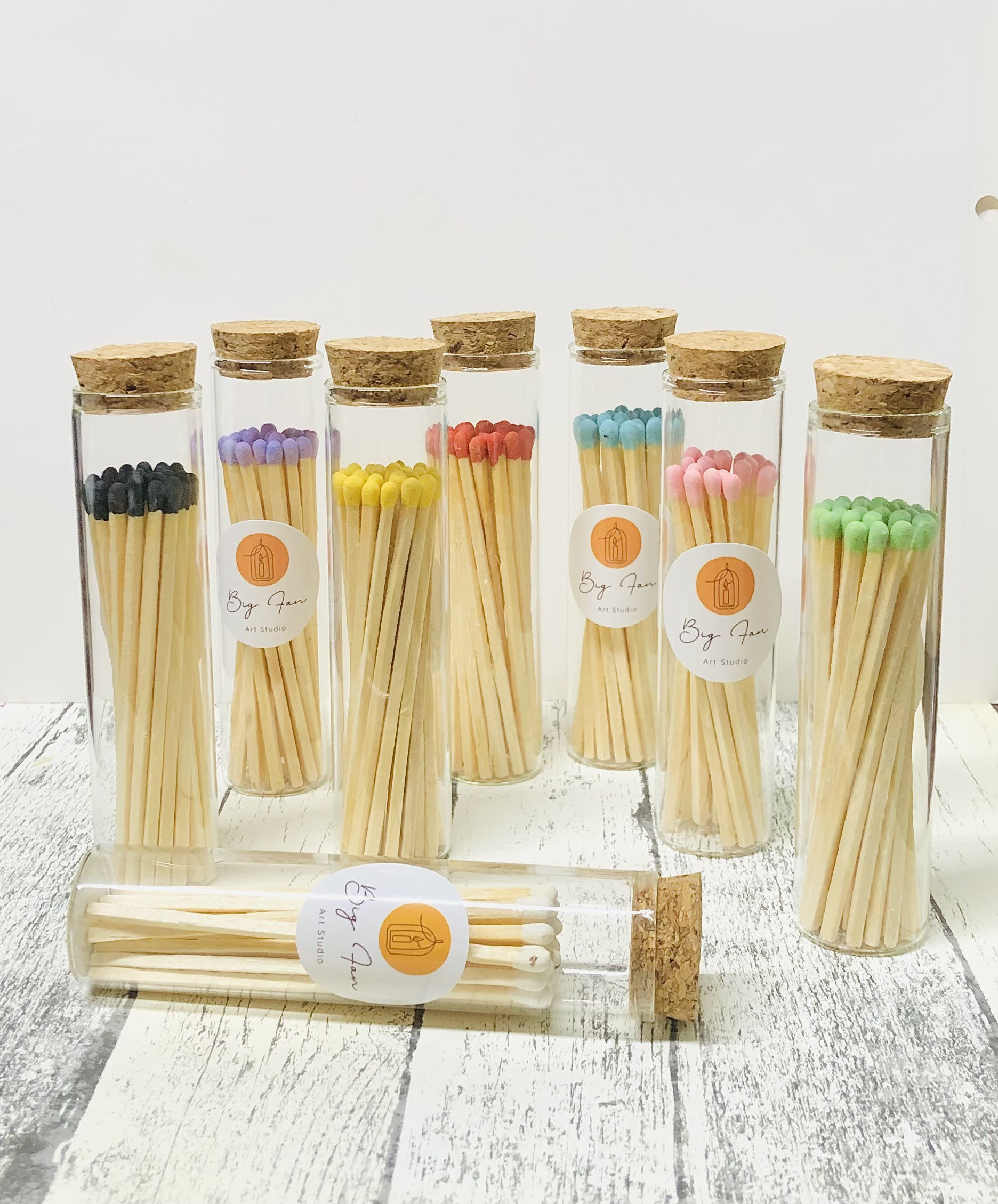 Tall Matchstick Jar Colored Tip Matches Strike on Bottle Etsy