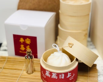 蒸蒸日上｜steam bun candle| dumpling candle| Chinese New Year gift| Chinese New Year decor| lunar new year| spring festival gift| Asian gift