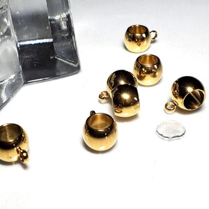 10 Pc Lot / Gold Tone/ Zinc Alloy Silver Bail  / Charm 8 x 6 mm Diameter  4 mm hole