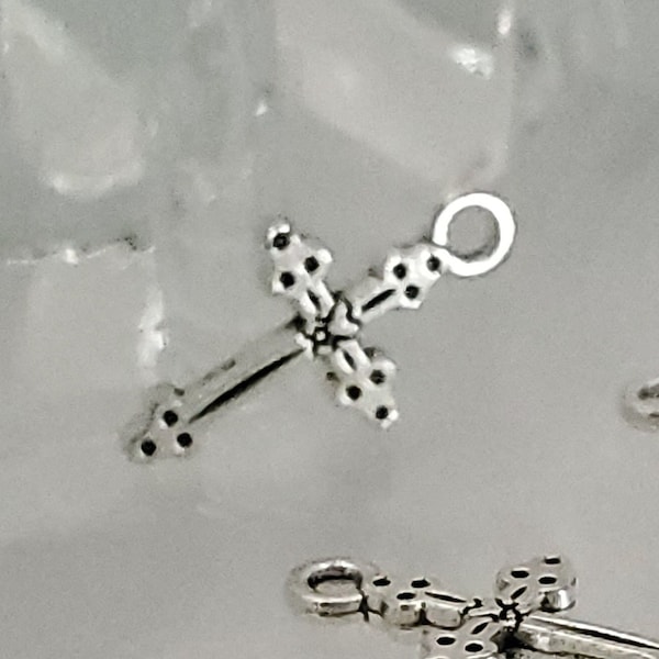 Cross Charm, Religious Cross Charm, Religious Charm, 15x7mm Zinc Alloy Charms/Pendants  15x7mm