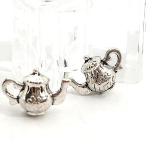 3D Teapot Charm, Coffee Pot Charm, Charms/Pendants Teapot Coffee Pot, Zinc Alloy -  16x12mm  1, 5, 10, 20 pc lots