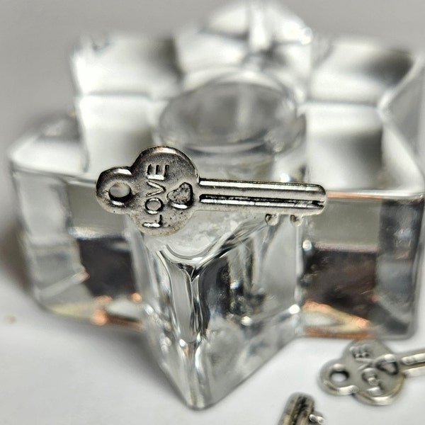 Love Key Charm, House Key, Door Key Charm, Key to My Heart Charm, Dual Sided Charm, Zinc Alloy, 24x10mm Ships from Ohio,