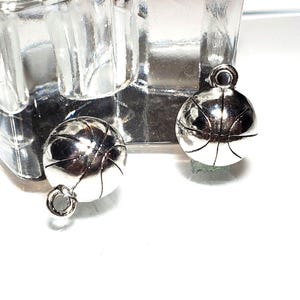 3D Basketball Charm /Silver Tone Charms - Pendants Zinc Alloy -15x11x11mm 1, 5, 10, 20 pc lots