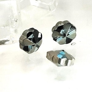 3 pc Blue and Silver, Flower Shaped Disc Faceted Beads, 12mm Austrian Crystal Beads