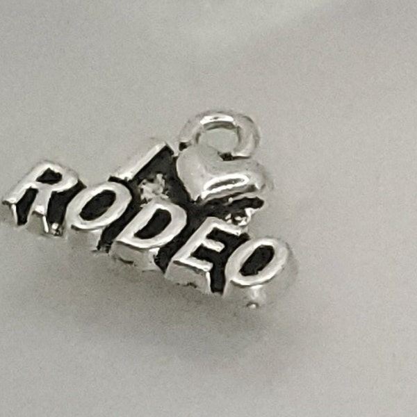 Word Charms " I Love Rodeo " Charms, Rodeo Charms, Charms / Pendants Zinc Alloy  12x16mm 1, 5, 10, 15, 20 pc lots Ships from Ohio