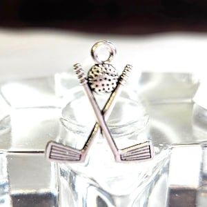 Golf Charm, Golf Club Charm, Golfing Charm, Golf Clubs Charm, Crossed Clubs, 3D charm,  Charm/Pendant 20x18mm Zinc Alloy 1, 5, 10, 20pc lots