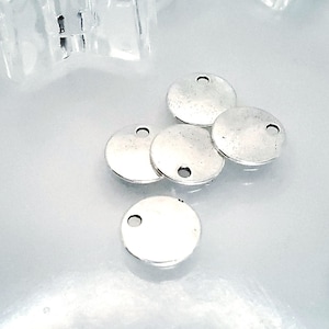 5 Pc Lot Blank Round Charms Tag Charm , Dual Sided Charms / Pendants Tibetan Silver -  16mm