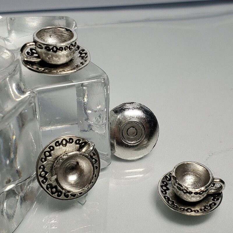 thumbnail image 2 of 4 Antique Silver Tone Coffee Cup Charms – FD174 2 of 6