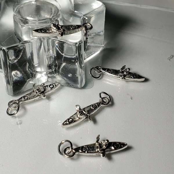 1 Pc Kayak / Canoe Charms / Pendants Tibetan Silver -  22mm x 10 mm