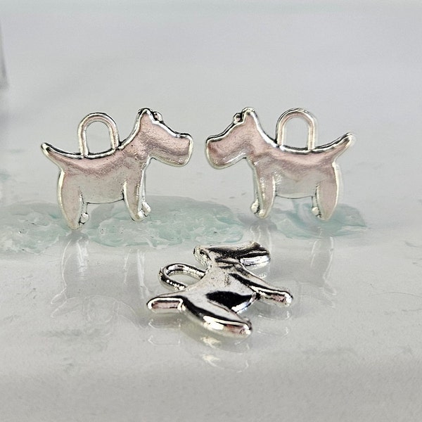 Scottie Charm, Dog Charms, Duel Sided , Canine Charms / Pendants , Zinc Alloy -  15x12 mm  1, 5, 10, 20 PC LOTS