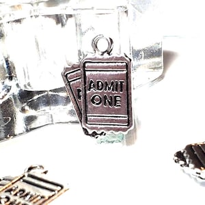BULK 20 pc lots Admit One/Two Ticket Charm - Movie Ticket/ Concert Ticket/ Sports Ticket Charms / Pendants , - Dual Sided  16mm*19.5mm
