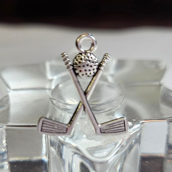 Golf Charm, Golf Club Charm, Golfing Charm, Golf Clubs Charm, Crossed Clubs, 3D charm,  Charm/Pendant 20x18mm Zinc Alloy 1, 5, 10, 20pc lots