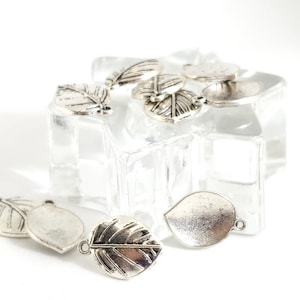 Silver Tone Leaf Charms, Leaves Charms, Textured on Front of Charm, Charms/Pendants -  20x14 mm 1, 5, 10, 20 pc lots