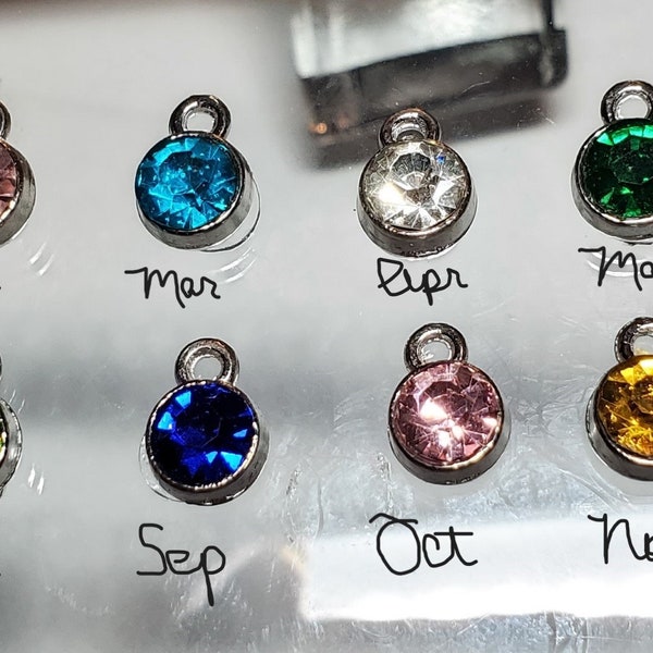 1 Pc Birthstone Charm, January, February, March, April, May, June, July, August, September, October, November, December, Personalize Charm