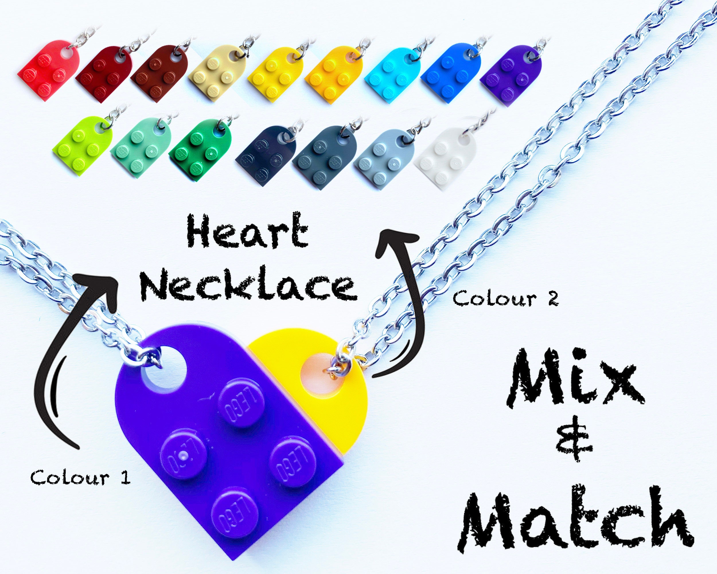 Collana CuoreRealizzata con autentici mattoncini LEGOPendenti Mix &  MatchCrea i tuoi coloriRegalo d'amore per le feste della mammaNon è un  prodotto LEGO ufficiale -  Italia