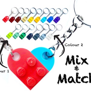 18 Colours Heart Keyring Keychain｜Personalised Initials｜Made with LEGO bricks 
