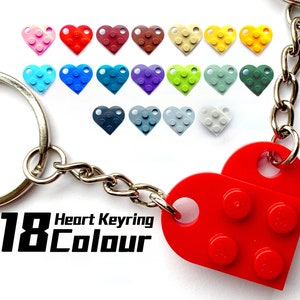 Heart Keyring｜Made with Genuine LEGO bricks｜18 Colour Keychain｜Love Heart｜Boyfriend Gift｜Girlfriend｜Couples｜Anniversary | Birthday｜Mum Dad