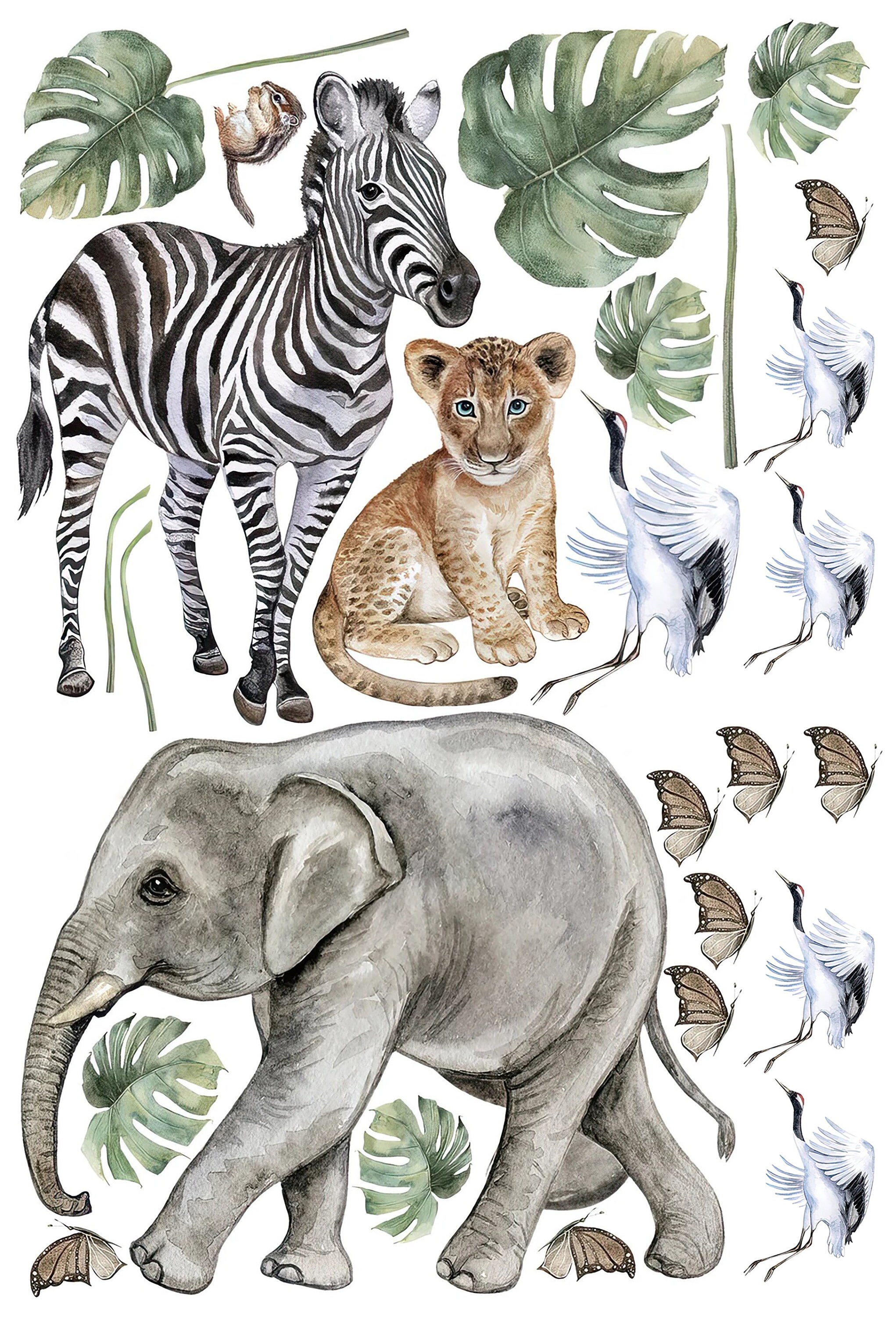 Safari Wall Decal Nursery Safari Animals Sticker Kids Room - Etsy
