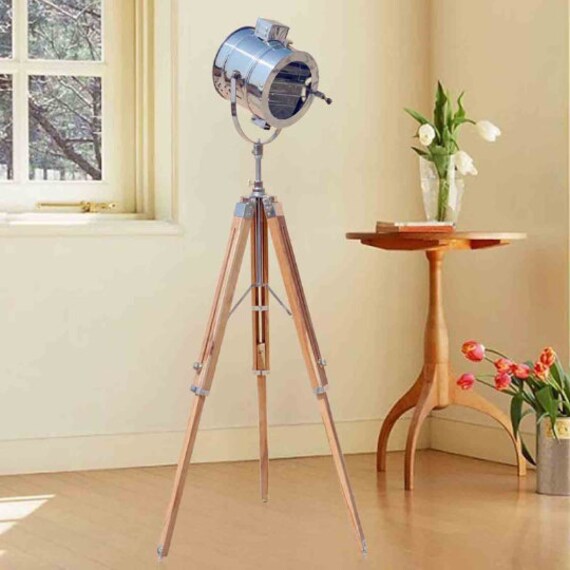 NAUTICAL FLOOR LAMP TEAK WOOD STAND SHADE LAMP HAND MADE HOME DECOR DESIGNER 