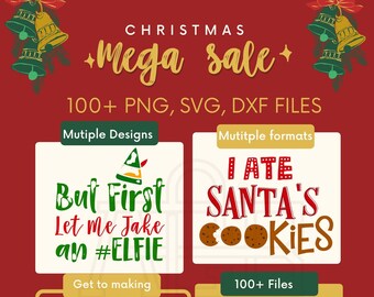 CHRISTMAS MEGA BUNDLE, 100+ Designs, Art Bundle, Christmas svg, Winter svg, Holidays svg, Cut Files Cricut, Silhouette