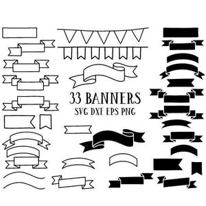 Banner SVG-Cricut cut files-Labels SVG-Banner set-Banner bundle-Ribbon -Instant Download