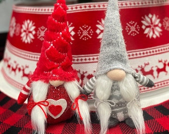 Ensemble de deux gnomes peluche Noël Noël suédois Santa Elf Nisse Handmade Scandinave Tomte Décoration