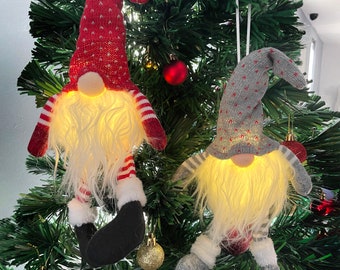 Christmas Gnomes Holiday LED Lighted Tree Ornaments